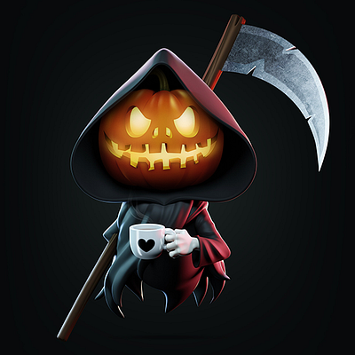 A Halloween Reaper 2d character art graphic design photoshop