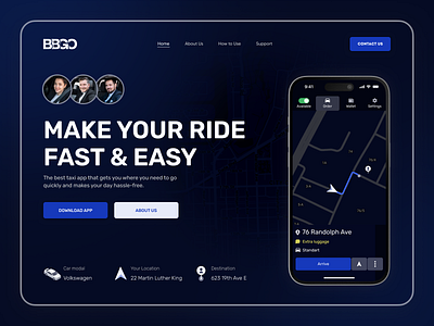 Taxi Service Website Concept | BBGO car car booking car rental landing page concept deriver side driver landing landing page mobile rent a car rental car route site taxi taxi app taxi booking taxi service uiux web design website