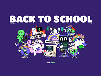 LiveXP: Back to School Stickers branding design graphic design illustration vector