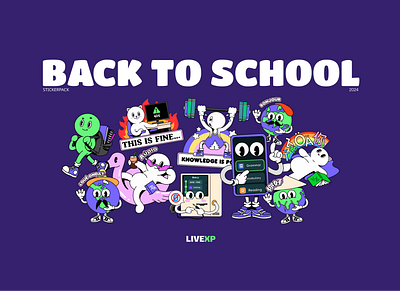 LiveXP: Back to School Stickers branding design graphic design illustration vector