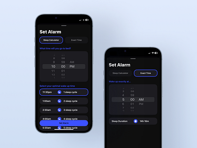 Sleep Calculator Alarm Clock UI alarm app apple watch calculator clock darkmode fitness healthy morning routine sleep wellness