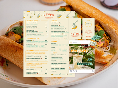 Ketiw - Cambodian Noodle and Sandwich bilingualmenu branding businesscard cambodian foodmenu graphic design instagrampost localbusiness menudesign restaurant restaurantbusinesscards restaurantmenu socialmedia socialmediapost