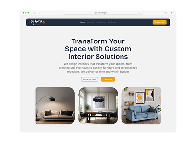 Interior Design Agency Website Hero section landing page product design ui web design