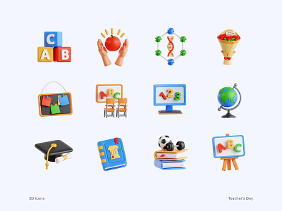 3D Teacher's Day 3d 3d icon biology book characters dna education geography illustration school teacher day university