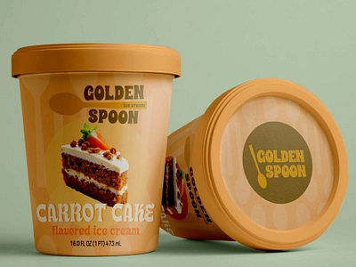 Golden Spoon Ice Cream Packaging beer beverage brand design brand designer container label dessert food frozen yogurt graphic design ice cream label designer labels logo design logo designer packaging design product packaging restaurant snacks vegan