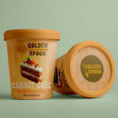 Golden Spoon Ice Cream Packaging beer beverage brand design brand designer container label dessert food frozen yogurt graphic design ice cream label designer labels logo design logo designer packaging design product packaging restaurant snacks vegan