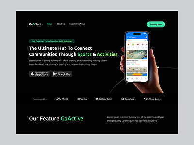 GoActive – Sports and Activities Website animation athlete athletics community community activities community sport fitness interaction landing page minimal performance saas sports sports and activities sports monitoring startup uiux web design website design