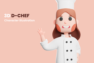 3D Chef - Freebies blender chef freebies illustration kitchen pastrychef