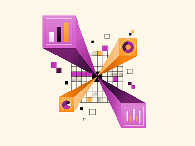 Analytics & Insight / Feldera abstract ai app branding chart code complex data engine grid illustration incremental intelligence motion performance query research sql stream web