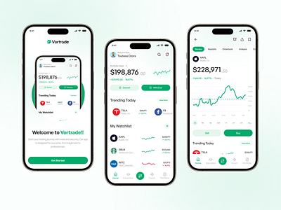 Vortrade - Trading Mobile App app crypto design finance finance app invest investment mobile mobile app money stocks trader trading trading app ui ui design ux ux design wallet