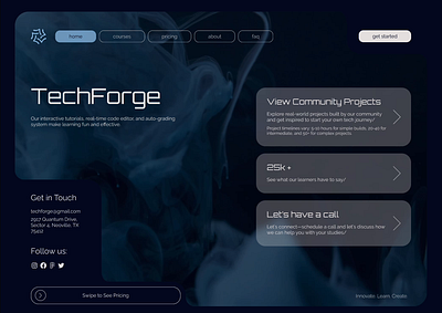 Project: TechForge — Interactive Coding School animation ecommerce figma hero section mockup photoshop price section ui ui design ux ux design