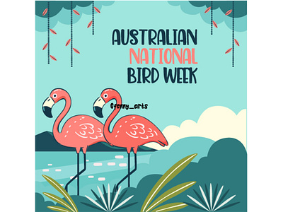 Hand Drawn Australian National Bird Week animal australia background beauty bird cartoon celebration conservation creature day decoration fauna feather flamingo national nature species wild wilderness wildlife