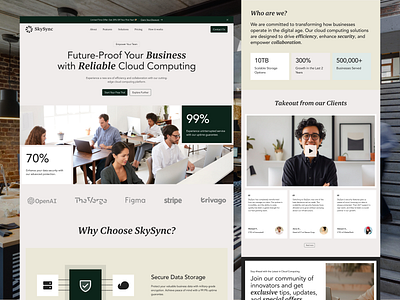 SkySync - Reliable Cloud Computing Landing Page b2b business cloud cloud computing cloud platform cybersecurity drive landing page landing page design saas services storage web web design website website design