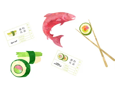 Sushi Illustration branding graphic design vector watercolor