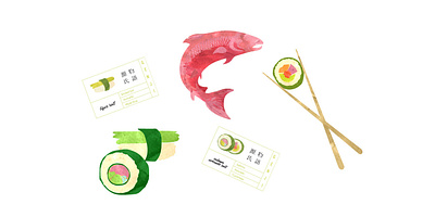 Sushi Illustration branding graphic design vector watercolor