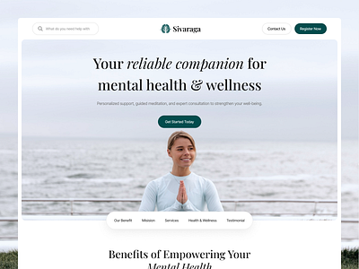 Sivaraga - Mental Health & Wellness Landing Page body wellness care consultation healthy lifestyle lifestyle medical medicines meditation mental wellness mindfullness motivation online healthcare platform psychology saas selfcare treatment wellness yoga