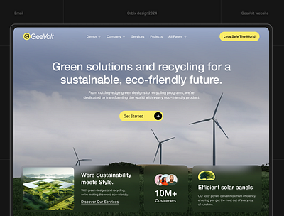 GeeVolt | Wind Turbine Solar Energy Website | Orbix Studio alternative energy eco friendly eco platform electricity environmental green energy landing page nature orbix studio plant renewable energy solar energy sustainable technology turbine website ui ux web design website wind turbine