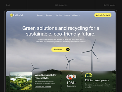 GeeVolt | Wind Turbine Solar Energy Website | Orbix Studio alternative energy eco friendly eco platform electricity environmental green energy landing page nature orbix studio plant renewable energy solar energy sustainable technology turbine website ui ux web design website wind turbine