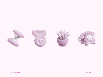 3D Fluffy Icon Animation 3d blender fluffy hourglass icon icons illustration medal plant telephone ui