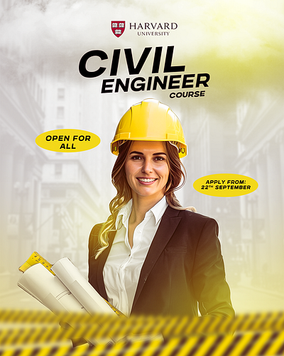 Concept Civil Engineer Course Poster Design advertisement design civil engineer civil engineer course construction construction course social media poster