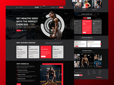 Fitness Landing Page Design dark mood fitness landing page modern design ui uiux ux website