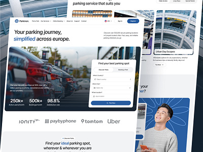 Parkmon - Central Parking Landing Page bus car central park central parking hero landing page park parking ui web design