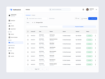 HealthcareLink - Invoice Page for SaaS Healthcare clean invoice saas website website design