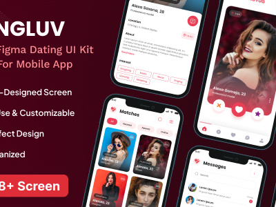 DATINGLUV - Premium Figma UI Kit for Dating App android app ui dating app dating app ui dating app ui kit dating love datinglove datingluv figma mobile app design mobile app ui ui ui kit viaviweb viaviwebtech web design website design