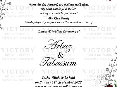 Nikah ceremony card in Floral design 1570 graphic design illustration invitation nikah photoshop