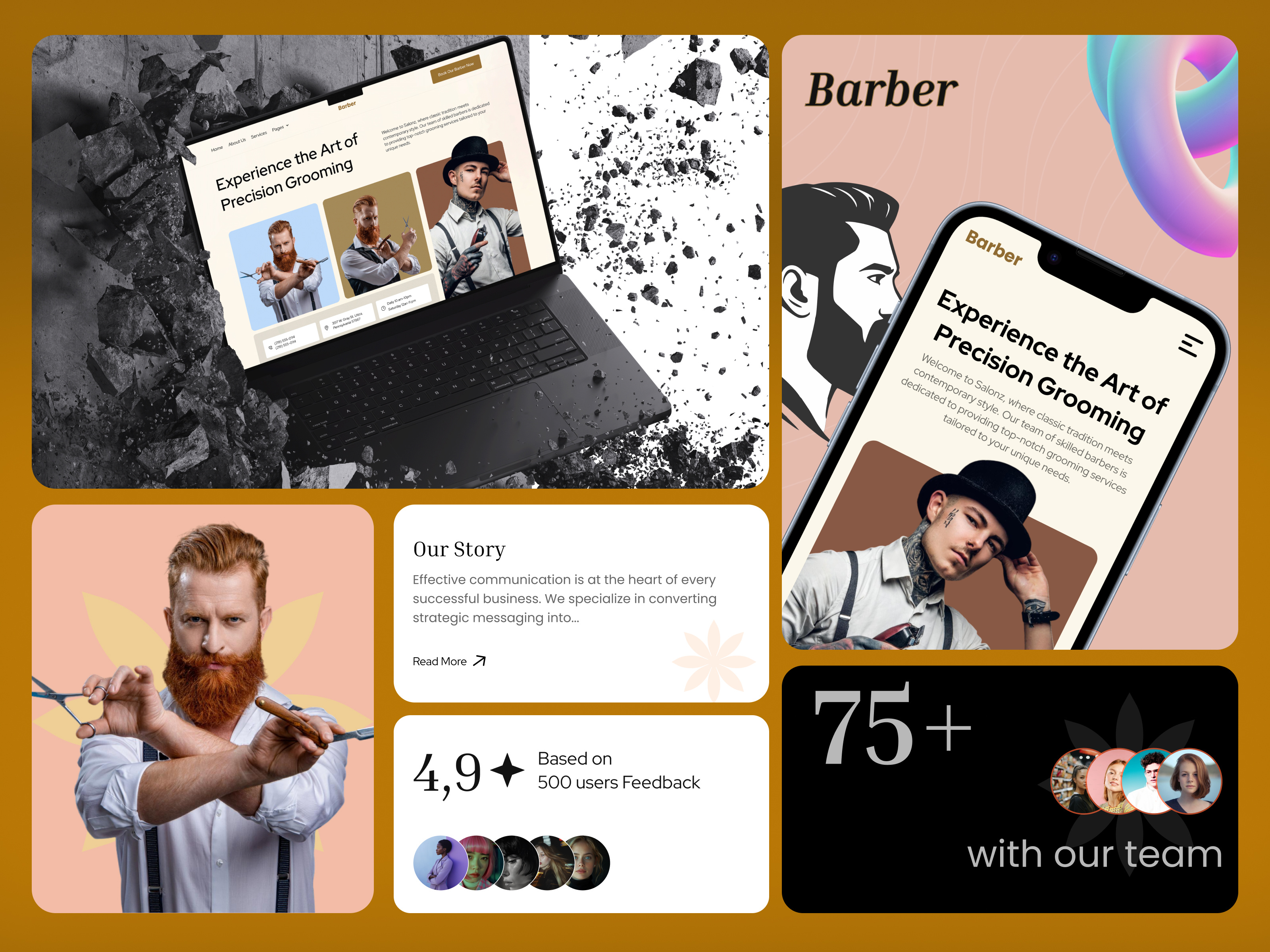 Barber Shop Website barbe barber shop barbers barbershop beauty saloon figma hair haircut hairstylist homepage landing page saloon ui ui design uiux ux web site webdesign website