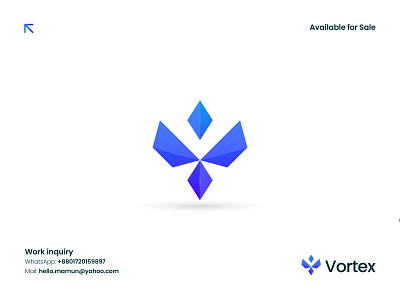 Vortex - letter V modern and creative logo design best logo blockchain logo blue branding business logo creative logo design ecomerce gredient logo letter v logo logo modern logo nft logo professional logo real estate logo saas logo v