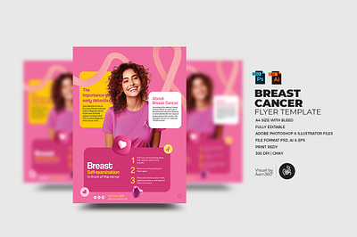 Breast Cancer Flyer Template aam360 aam3sixty branding breast cancer awareness month cancer awareness seminar cancer clinic cancer day cancer event cancer flyer concept design flyer template free flyer healthy breast illustration logo pink awareness pink cancer pink ribbon women cancer