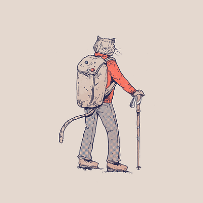 Inktober day 8: Hike art cartoon character cat character design design drawing hike hiking illustration inktober inktober 2024