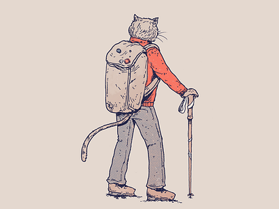 Inktober day 8: Hike art cartoon character cat character design design drawing hike hiking illustration inktober inktober 2024