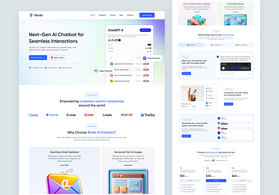 Birdie.AI - AI Chatbot Landing Page Design ai chatbot artificial intelligence chatbot figma image generation landing page saas ui design uiux website website builder