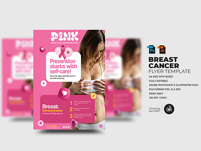 Breast Cancer Flyer Template aam360 aam3sixty branding breast cancer breast cancer awareness month cancer awareness month cancer awareness seminar cancer clinic cancer day cancer event cancer flyer concept design flyer template free flyer illustration pink awareness pink cancer pink ribbon women cancer