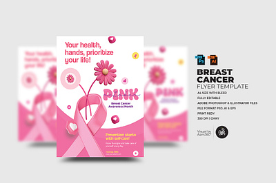 Breast Cancer Awareness Flyer Template aam360 aam3sixty ancer awareness seminar branding breast cancer awareness month cancer clinic cancer day cancer event cancer flyer concept design flyer template free flyer healthy breast illustration logo pink awareness pink ribbon ui women cancer