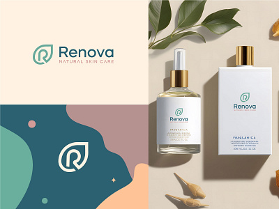 Renova logo branding cosmetic custom logo icon identity logo logo mark nature plant r logo skin skincare