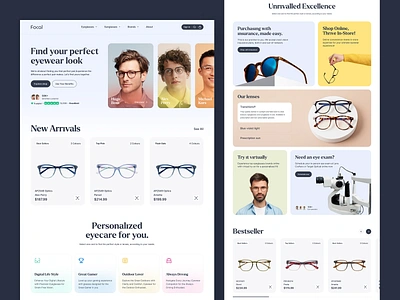 Eyewear Website Design colorful design dribbble best shot e commerce ecommerce eye wear eyewear glasses landing page minimal online shopping product page project shop sunglass sunglasses web web design webdesign website