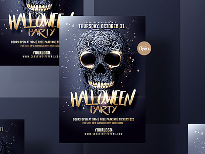 Halloween Flyer Template (PSD) creative creativeflyer creativeflyers design flyer templates graphic design graphicdesigners halloween party invitations cards invites party flyer poster print printing psd flyer skull