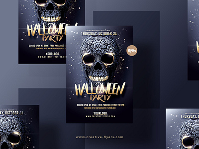 Halloween Flyer Template (PSD) creative creativeflyer creativeflyers design flyer templates graphic design graphicdesigners halloween party invitations cards invites party flyer poster print printing psd flyer skull