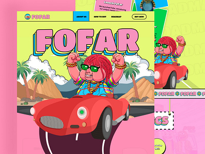 $Fofar | Fan Meme Coin Website chracter doge fan token landing page meme token web design