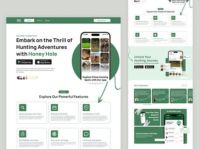 Honey Hole - Website Design for an App design hunting ui website website design