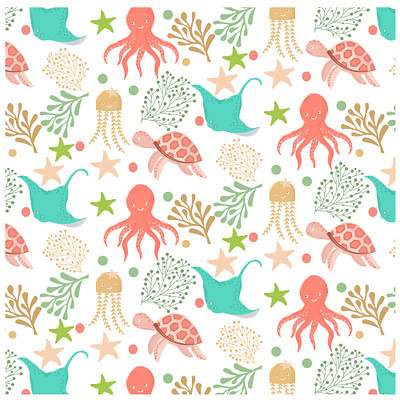 Seamless pattern design of sea world