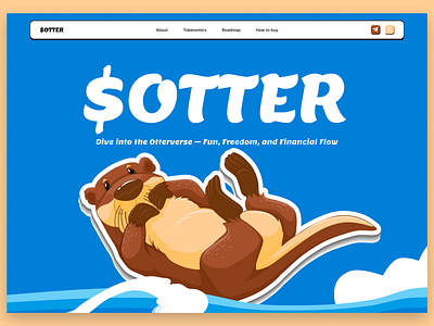 OTTER Memecoin website 3d animation crypto design landing page meme memecoin token ui ux web3 website