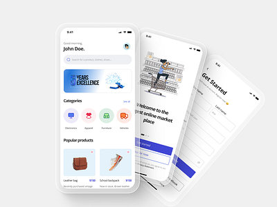 CartAll app branding cart design illus illustration onboarding shopping ui