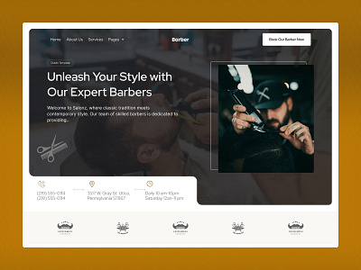 Barber Shop Website barbe barber shop barbers barbershop beauty saloon figma hair haircut hairstylist homepage landing page mobile responsive saloon ui ui design uiux ux web site webdesign website