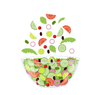 Vector illustration of green vegetable salad