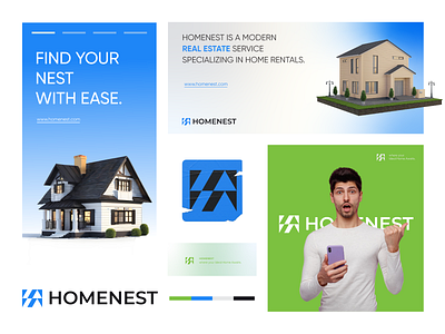 Real Estate Logo & Brand Identity - Homenest home logo logo design property real estate rental