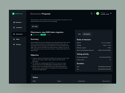 DAO proposal Detailed page cryptocurrency design illustration presently ui ux visuals web web3
